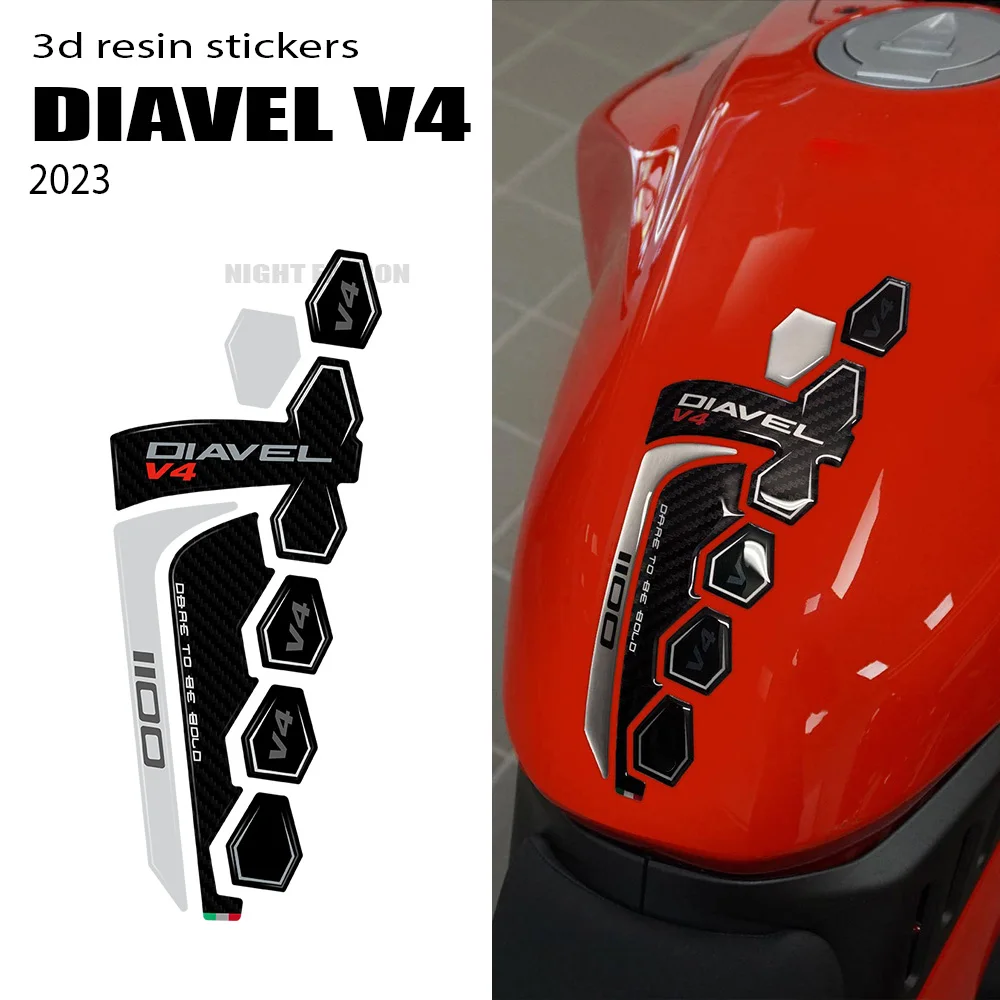 New Diavel V4 2023 Motorcycle Accessories Tank Pad Protector 3D Epoxy Resin Sticker Kit For Ducati Diavel V4 2023-