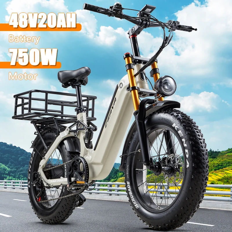 Bicicleta de Montaña eléctrica con neumático ancho 2025, BURCHDA A20, 750W, 48V, 20AH, rueda integrada, bicicleta eléctrica urbana Shimano, bicicleta eléctrica MTB de 7 velocidades