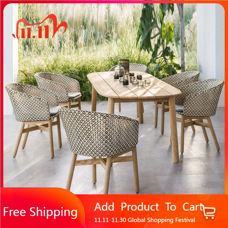 

Homestay Relaxing Patio Sets Soild Wood Material High End Vintage Patio Set Modern Adult Meble Ogrodowe Garden Furniture Outdoor