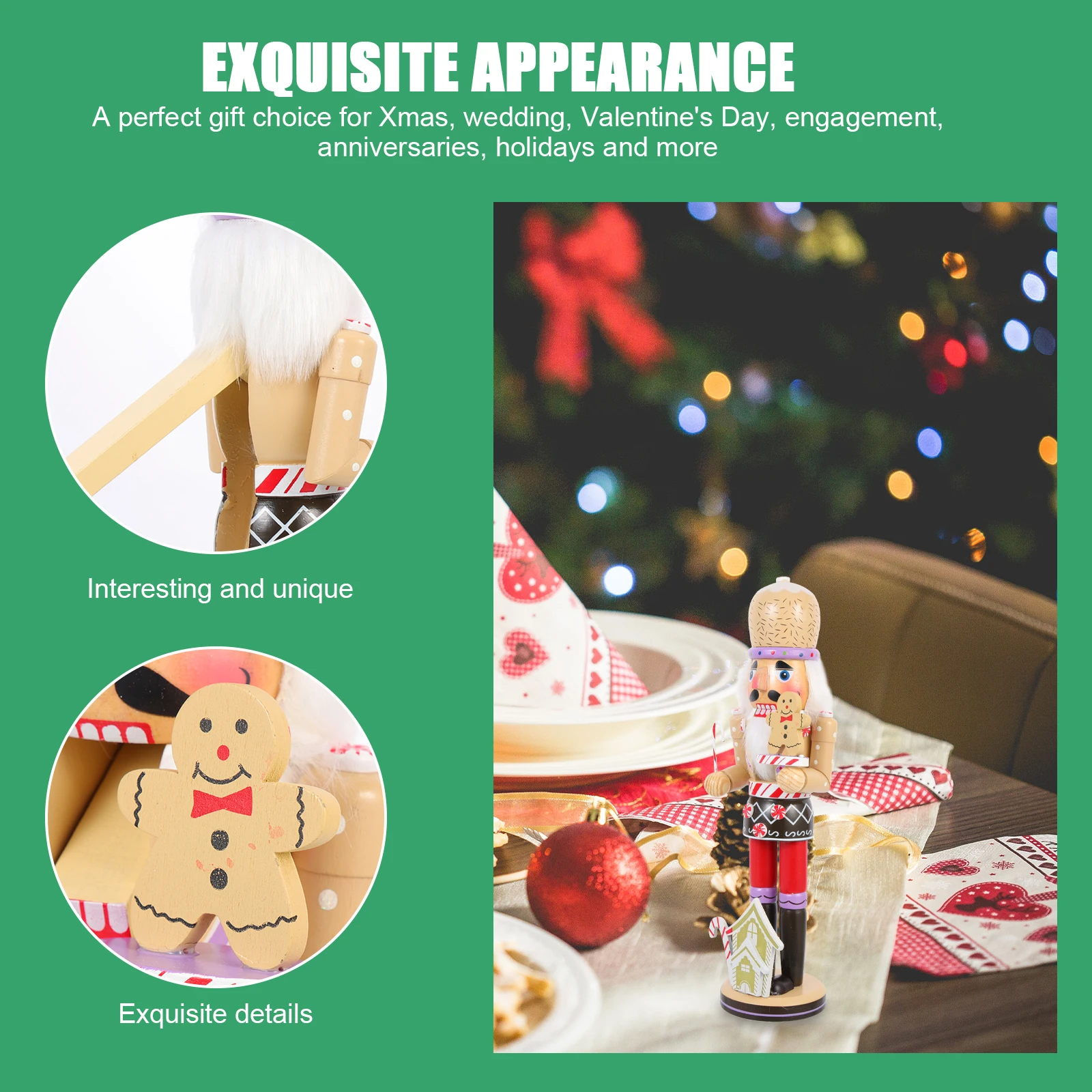 

Desktop Nutcracker Craft Bright Colorful Wooden Statue Christmas Traditional Decoration for Holiday Home Atmosphere Enhancement