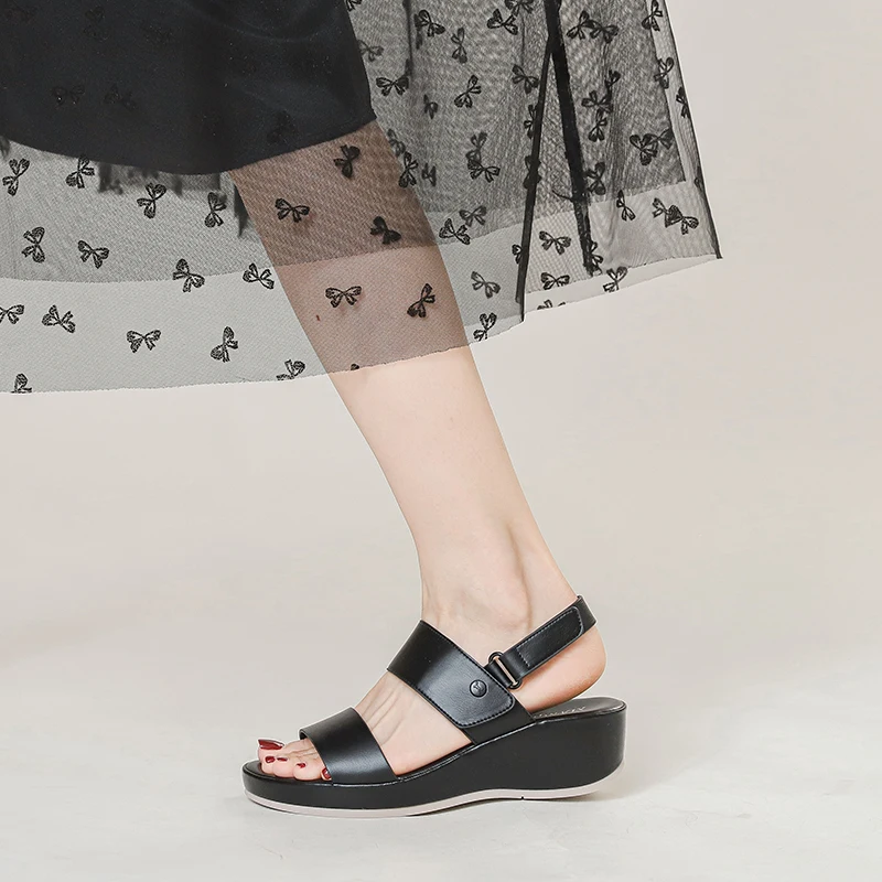 

Summer New Women's Sandals elegant Simple Elegant Thick Bottom Slope Heel Strap Non slip Breathable Classic Look Slim