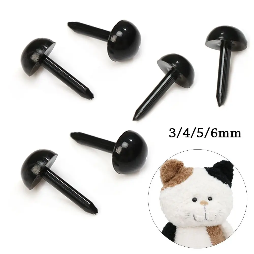 100pcs/box 3mm/4mm/5mm/6mm Mini Black Plastic Safety Triangle Nose for Toy Doll for Plush Dog Stuffed Animals Dolls Accessories