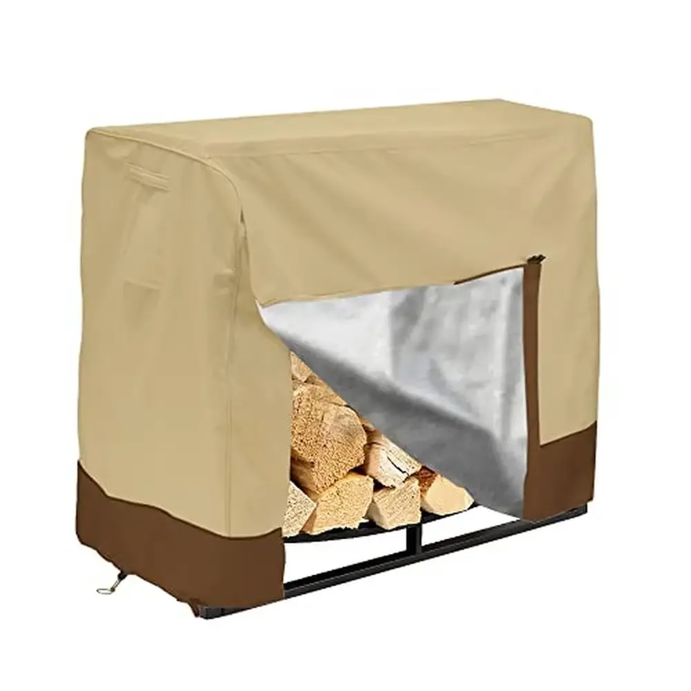 

Сверхмощный водонепроницаемый чехол для журналов, 3 фута, уличный камин для костра, легкий доступ, панели на молнии, прочные зажимы, коричневый/коричневый холст