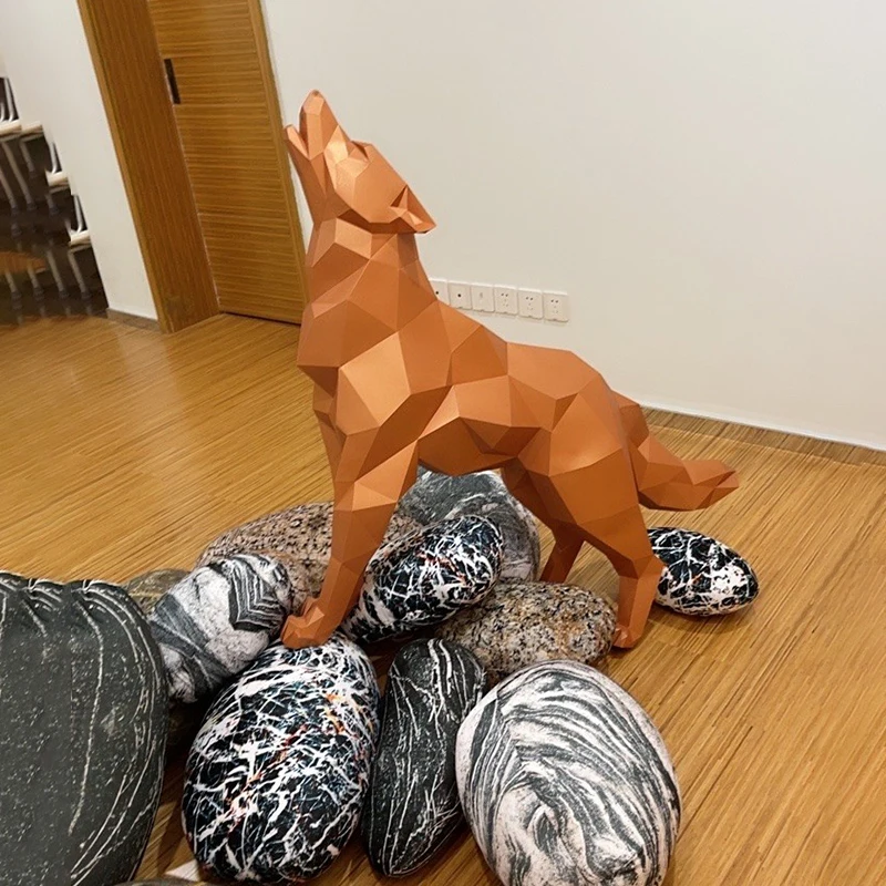 1.2M Wolf Origami Geometric Low Poly Model DIY Gift Papercraft Animal Paper Model Home Decoration Stage Tools Model Assembly