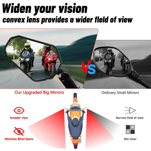 Imagen 2 del producto Espejos retrovisores plegables universales para motocicletas, espejos traseros plegables giratorios, espejos laterales para manillar de carretera Westwind, espejos ATV