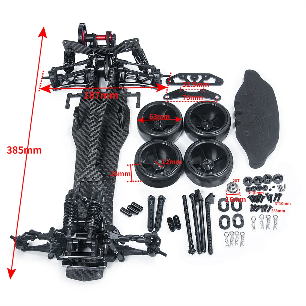 Metal Carbon Fiber Plastic Frame Kit Wheel Rims Shock Absorbers for Sakura D5 MR 1/10 RC Drift Car Truck Upgrade Parts