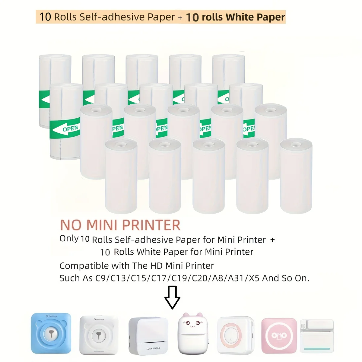 Papel térmico MINI impresión autoadhesiva etiqueta adhesiva para Mini impresoras máquina de Pose pegatinas de cámara para niños rollos de 57mm de