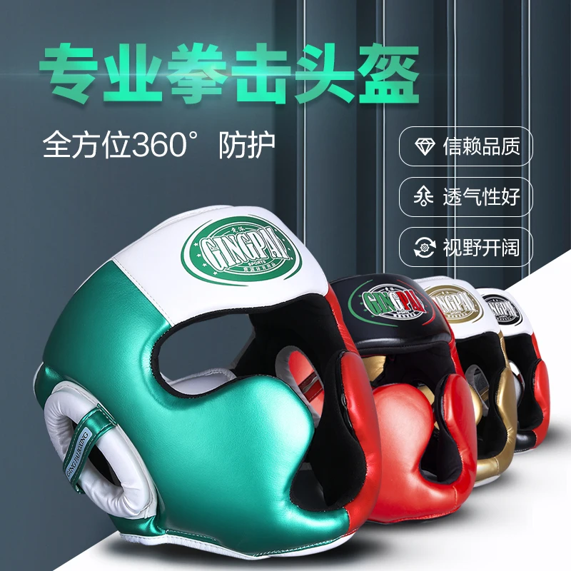 Full-covered Pu Boxing Helmet Kids Adults Muay Thai Training Sparring Boxing Headgear Gym Equipment Taekwondo Head Guard