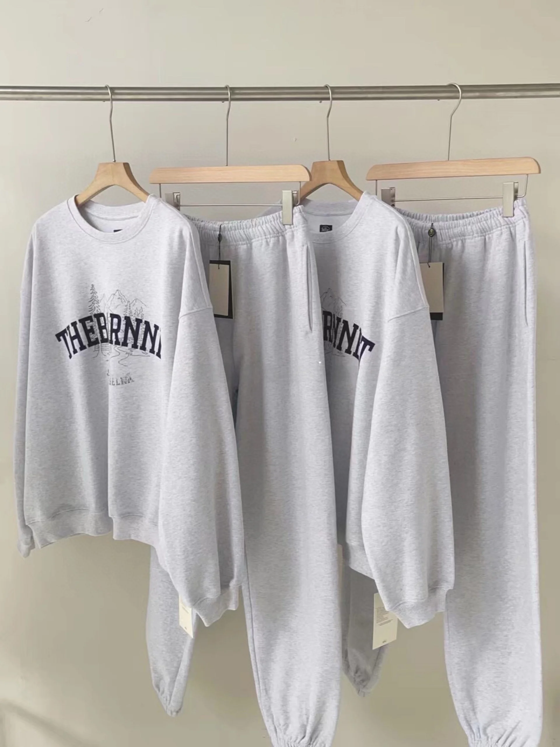 

Korean Style Fleece Letter Print Sweatshirt Pants Set Candy Miss Eight Milk Home Cotton Casual Sportswear for Women