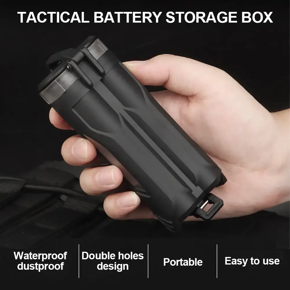 Tactical Dual Battery Storage Case Container Box Waterproof Double Store For CR123 AAA AA 18650 Batteries Paintball Accessories