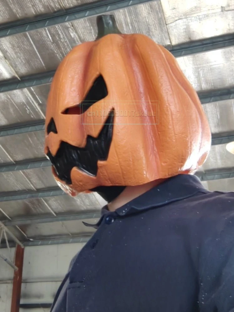Máscara de cabeza de calabaza de látex para Halloween, cubierta para la cabeza, truco o trato, máscara de calabaza aterradora, transpirable, novedad, máscara de Jackolantern, vestido elegante