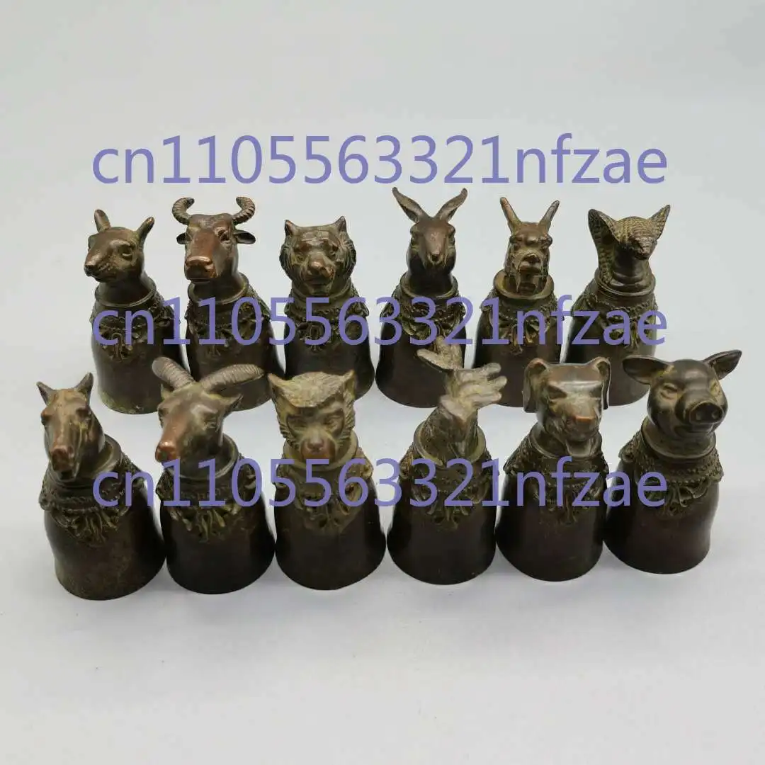 

Набор из 12 шт., сбор фэншуй, бронза, 12 знаков зодиака, голова животного, чашка, декор стола