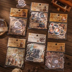 Journamm 30pcs/pack Vintage Coffee Theme Stickers DIY Scrapbooking Materials Deco Jounk Journal Collage Stationary Craft Sticker