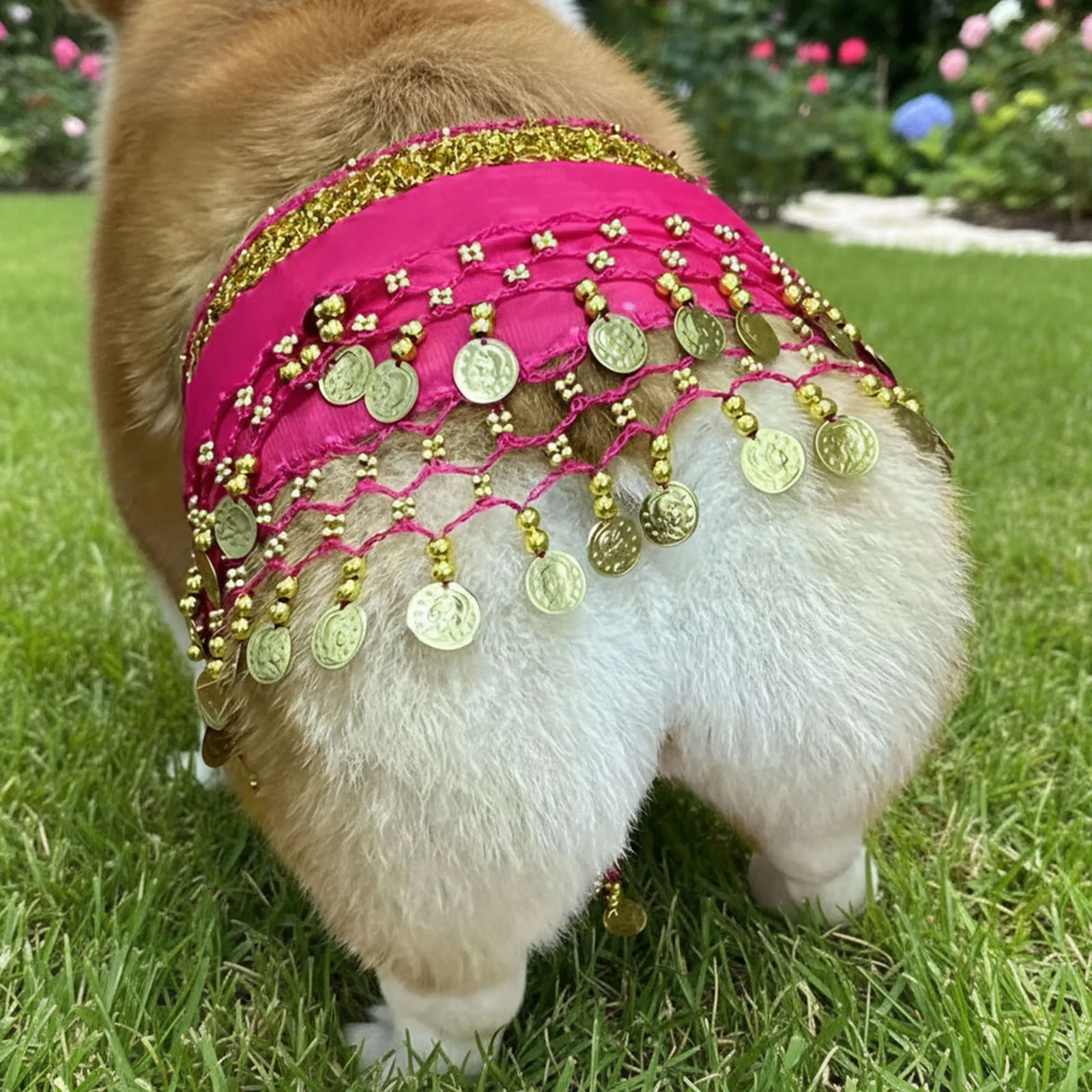 Bling Belly Dance Hip Scarf Multi-Purpose Adjustable Puppy Dancing Dress for Halloween Parties Celebration Performance