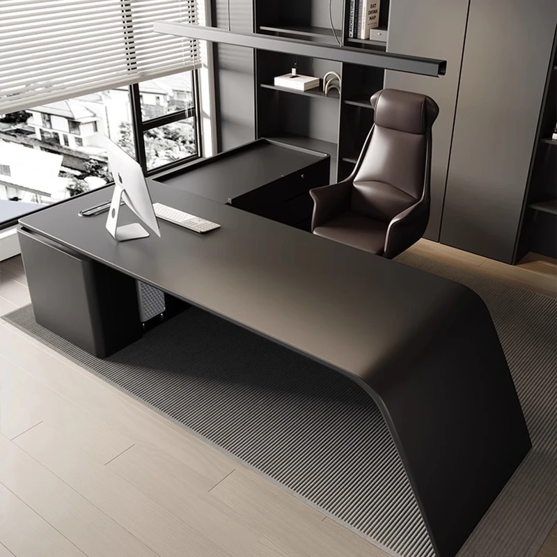 

Simple Business Black Office Desk Luxury Organizer Computer Working Office Desk Long Gaming Mesa Escritorio Estudio Furnitures