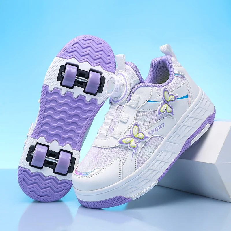 

Роликовые коньки для девочек, 4 колеса, кроссовки, модные повседневные спортивные ролики, детская обувь для катания