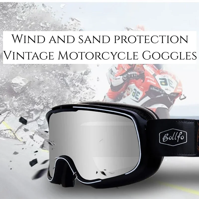 

Vintage Motorcycle Goggles Motocross Protective Lenses Cafe Racer Outdoor Sports Windproof Glasses