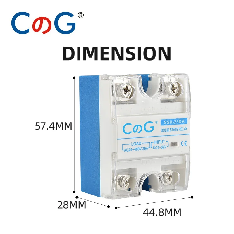 CG New Solid State Relay 25A 40A DC to DC/DC to AC Input 3-32VDC to Output 5-220VDC/24-480VAC Single Phase SSR with Heat Sink