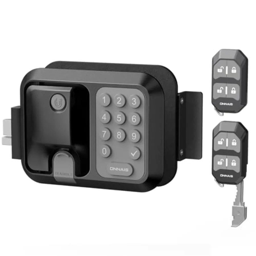 

RV door lock replacement for outdoor use full metal construction, black finish, keyless entry with 10-digit keypad, dual-door r