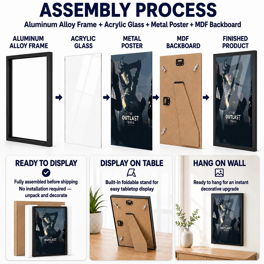The Outlast Trials Framed Metal Print Customized Atmospheric Fear Design Wall Art Made For Game Room And Player Collector Gift