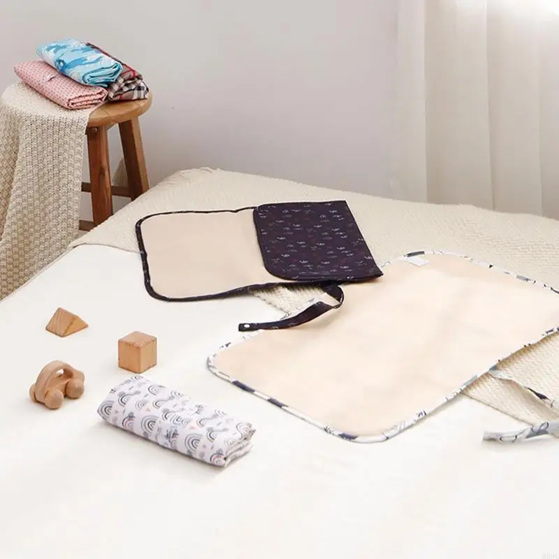 M89C Portable Waterproof Diaper Changing Mat Nylon Foldable Nappy Pad Supplies for Baby Girls Boys Outdoor Traveling Washable