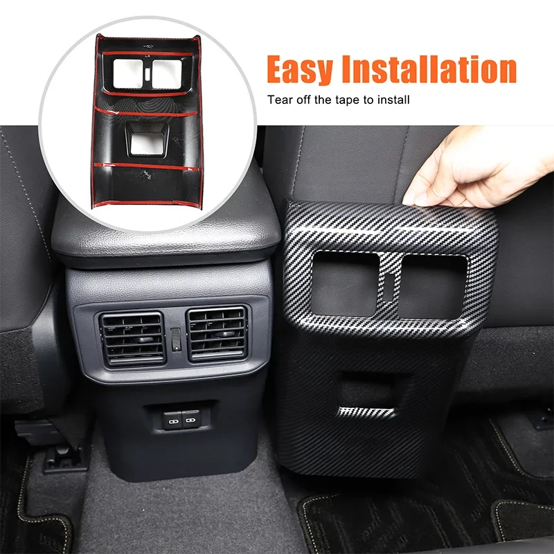 For Toyota RAV4 2020+ ABS carbon fiber car rear air conditioning outlet anti-kick cover sticker car interior accessories 1Pcs