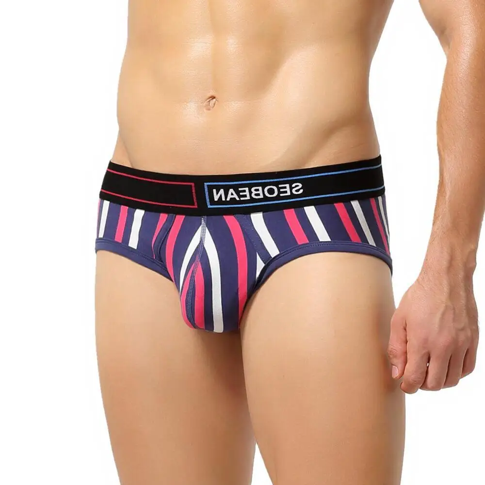 2022 New Arrivals SEOBEAN men\'s briefs cotton stripe underwear sexy male underwear briefs panties