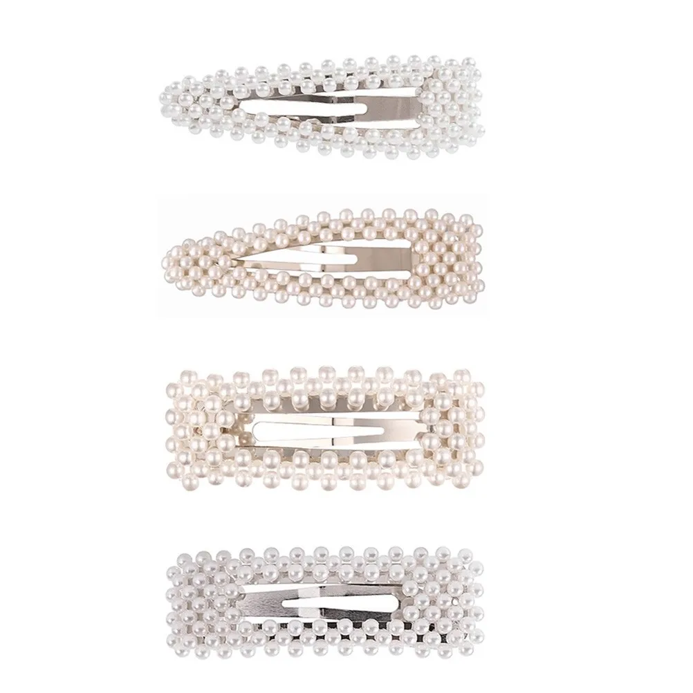 

4Pcs Fashion Pearl Hair Clips Simple Chic Women Hair Pins Strong Hold Barrettes for Daily Office Party Wear Simple Hairpin