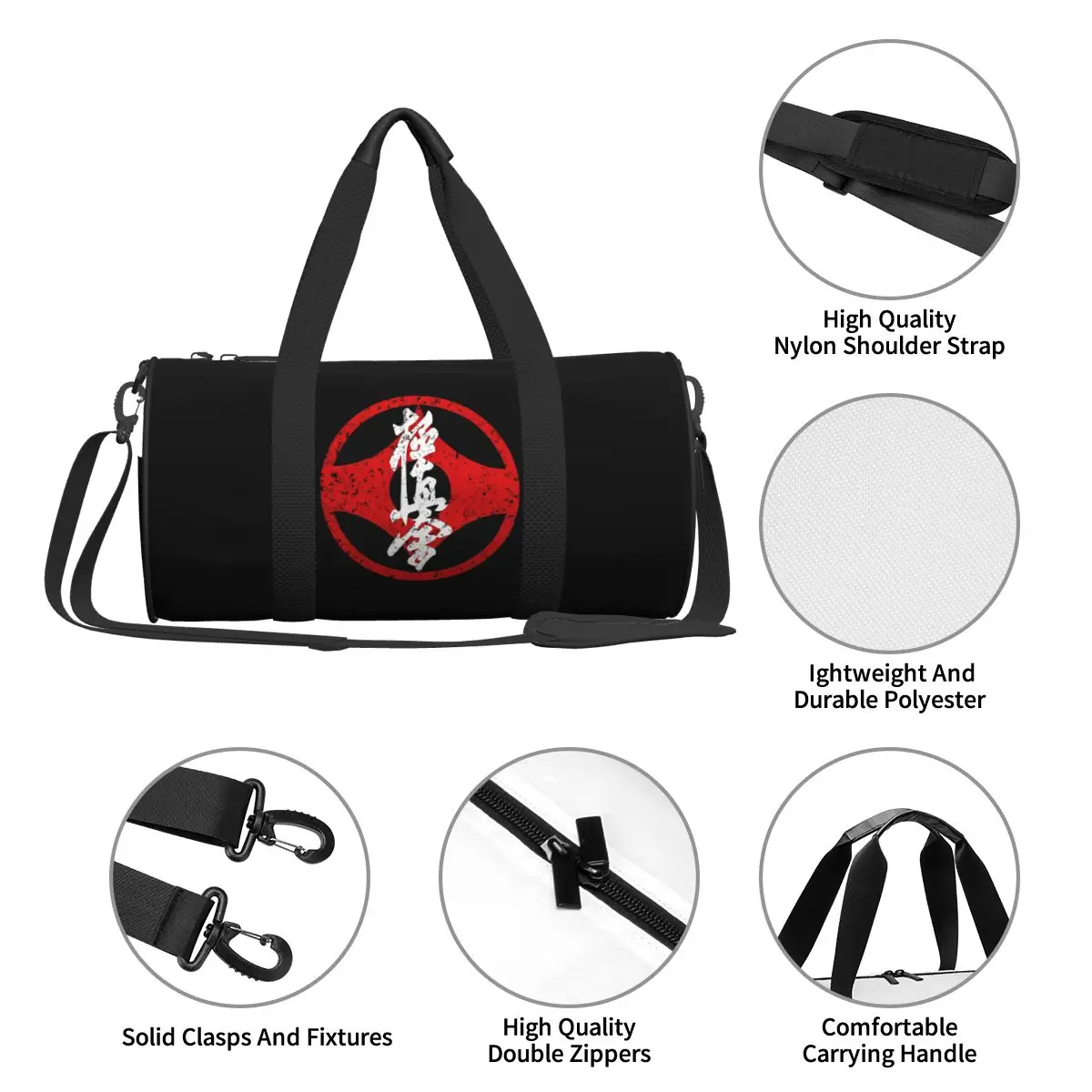 Gym Bag Kyokushin Kaikan Karate Symbol Kyokushinkai Sports Bag Large Capacity Couple Waterproof Handbag Funny Travel Fitness Bag