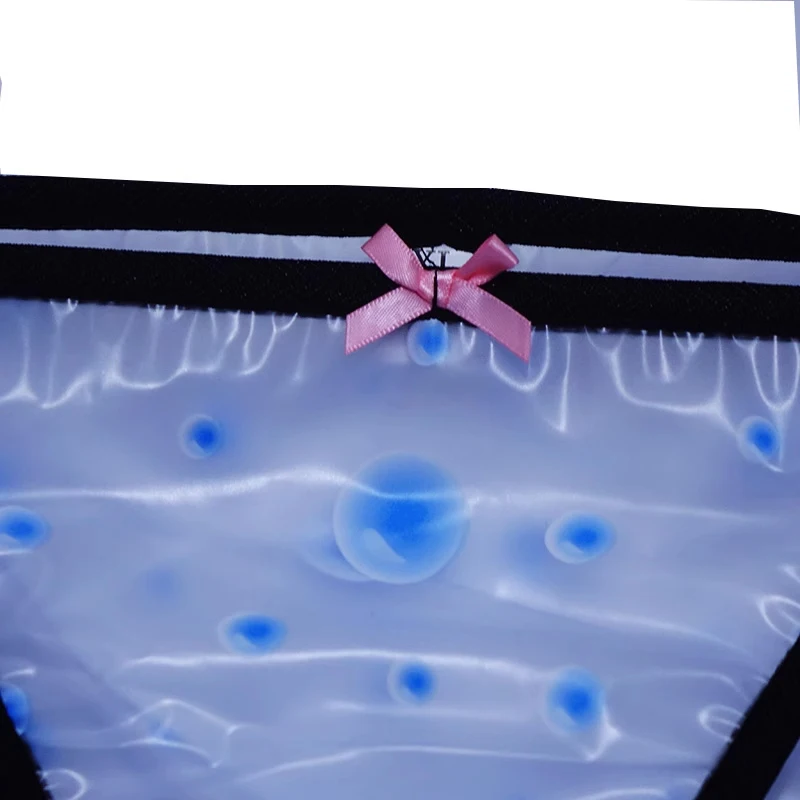 Calzoncillos sexis de plástico PVC para hombre, sujetador Sissy, bragas suaves con lazo, bragas transparentes de cintura baja a prueba de fugas, ropa interior erótica para pareja