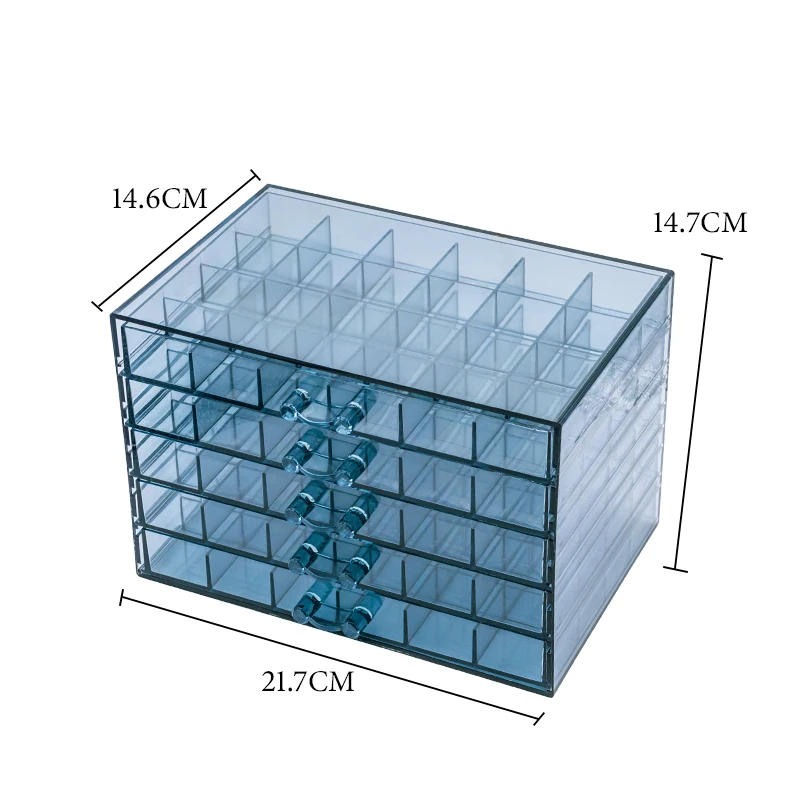ใหม่ 120 กริด Nail Art จัดเก็บกล่องพลาสติก 5 ชั้นลิ้นชักกล่องเครื่องประดับเล็บลูกปัดเพชร Rhinestone Charms กรณี
