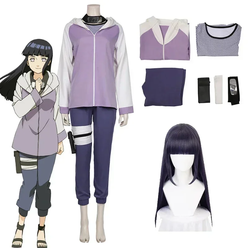 Hyuga Hinata cosplay anime cosplay violeta oscuro longue perruque mignonne Hyuga Hinata cosplay