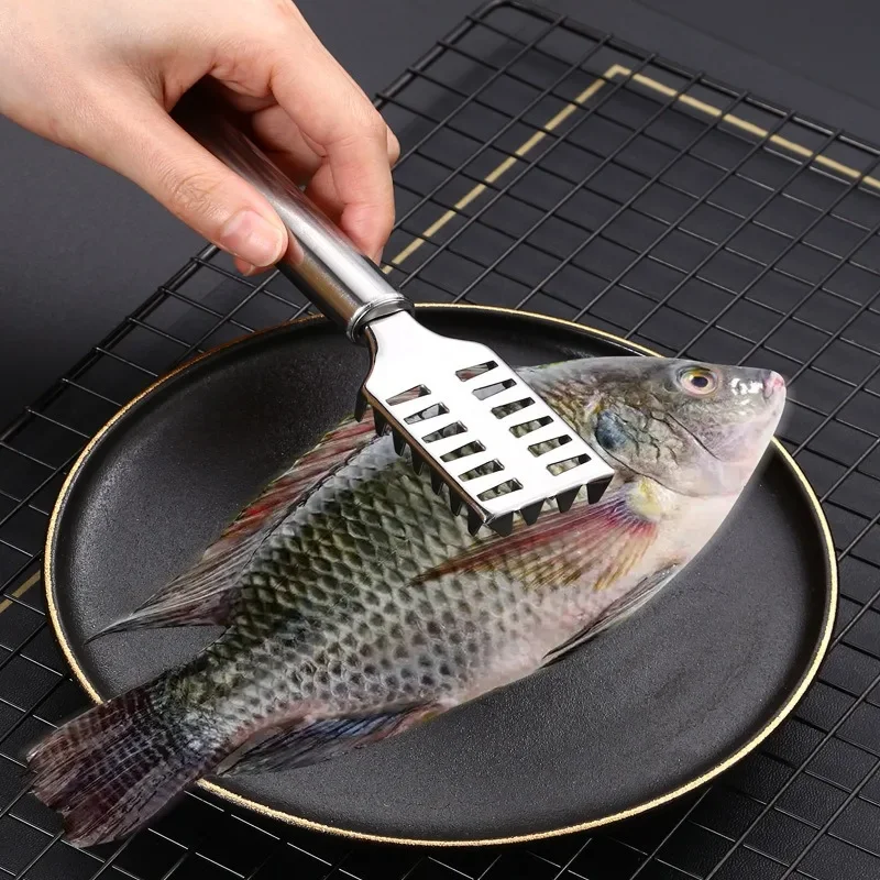 Stainless Steel Fish Scraping Knife, Fish Scale Planing, Removing Scales, Breaking Belly, Two in One Fish Belly Knife, Household