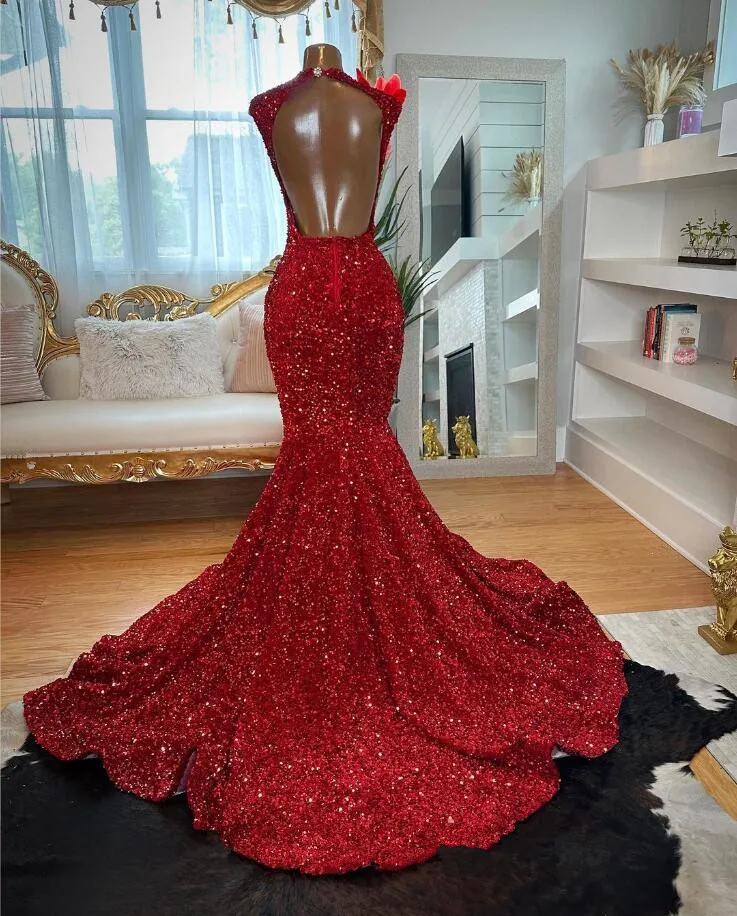 AdrenRed-Robe de Soirée Africaine Longue et Luxueuse pour Fille, Tenue de Soirée en Velours, Diamant, Clip, Fente Latérale, Sirène, Noire, pour Anniversaire