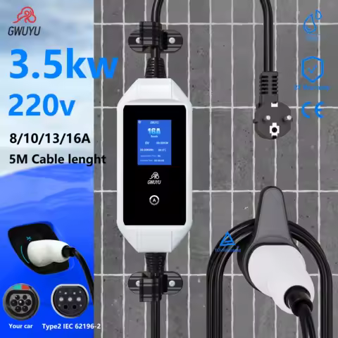 GWUYU Type2 EV Carregador Portátil 3.5KW 16A 1 Fase EVSE Caixa de Carregamento Carregador Rápido para Carro para Veículo Elétrico 2 anos de garantia