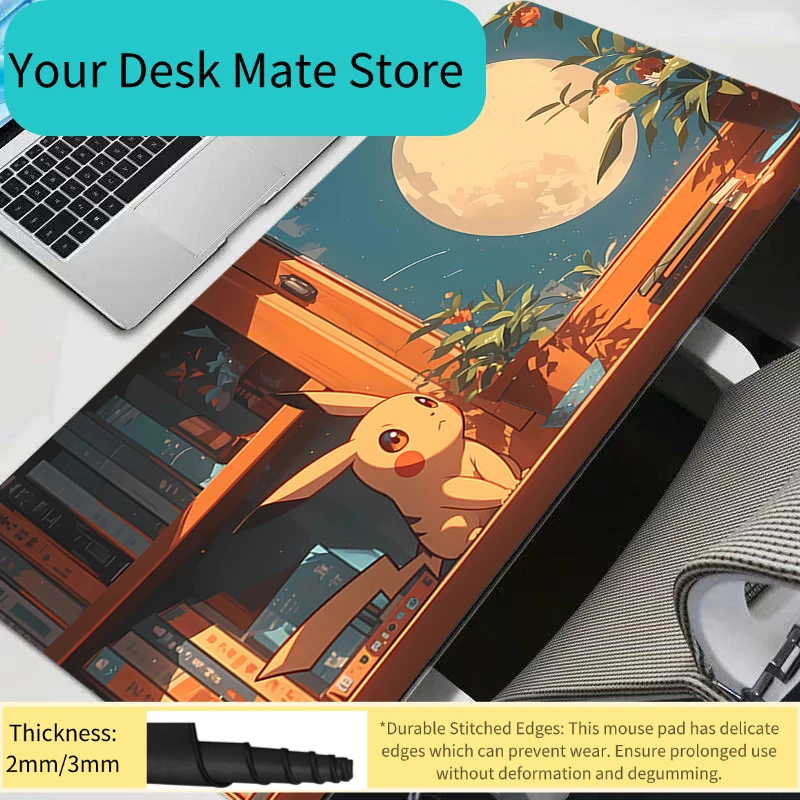 

Большие коврики для мыши P-Pikachu, резиновые, для ПК, игровые аксессуары, коврик для мыши с фиксированным краем, геймерский коврик-мат для стола