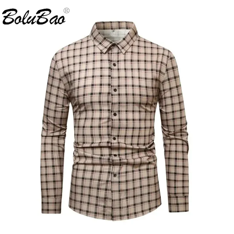 

BOLUBAO 2024 Outdoor Casual Shirt For Men Solid Color Plaid Breathable Top High Quality Design Hot Casual Shirt For Men