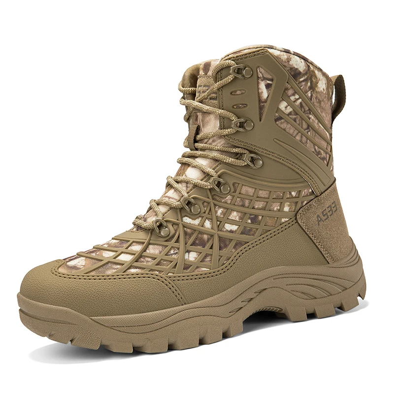 Men's Camouflage Tactical Military Boots Desert Waterproof Hunting Work Outdoor Safety Shoes Mountaineering Combat Ankle Boots
