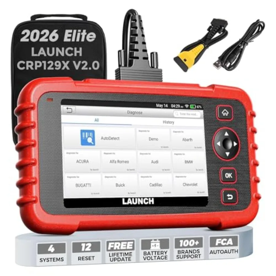 

CRP129X V2.0 OBD2 Scanner, 2026 Elite Lifetime Free Update Scan Tool, 12 Reset, Injector Coding, ABS/SRS/TCM/Engine System Diag