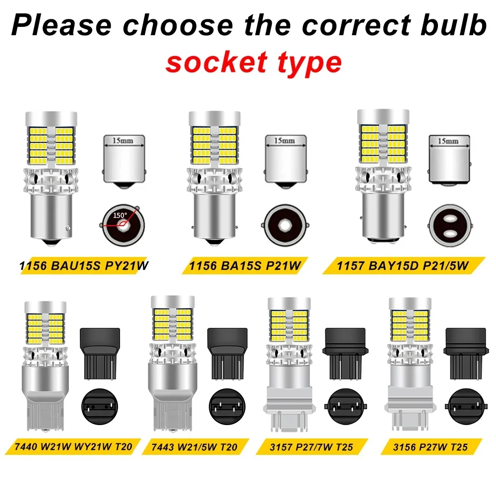 2x 2016 LED 89smd Canbus 1156 BA15S P21W BAU15S PY21W 1157 P21/5W Bulb 7443 W21/5W 7440 W21W 3157 W21/5W Turn Signal Car Light