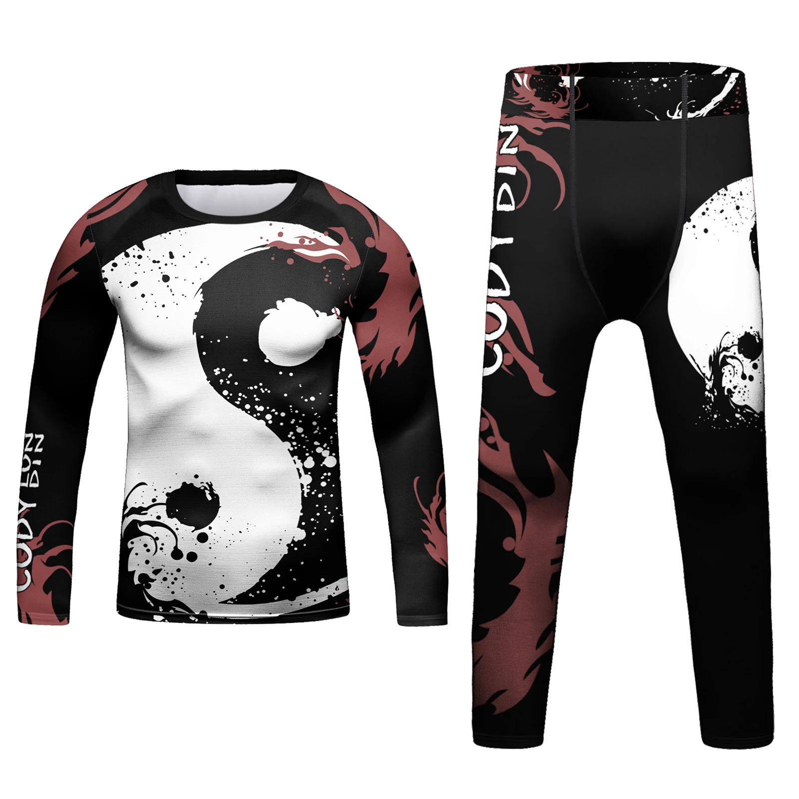 Cody Lundin Kinderen Fluorescerende Print Compressie Rashguard Mma T-Shirt Panty Legging Kid Grappling Jiu Jitsu Kickboksen Kit