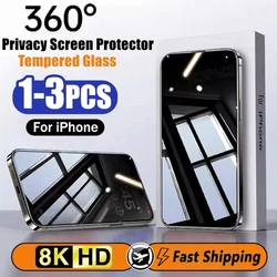 1-3Pcs 360° Privacy Tempered Glass for iPhone 17 Air 16E 16 15 14 Plus 13 12 mini 11 Pro X XS MAX XR Anti Spy Screen Protector