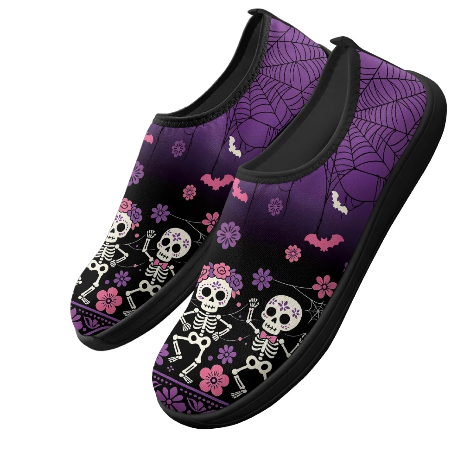 PENSTROLL Dancing Skeleton Slip On Hike Footwear for Men Polyester & EVA Casual Flats Zero Drop Walking Sneakers