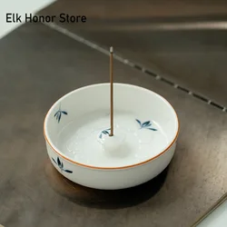 Pure Hand Painted Butterfly Orchid Art Ceramic Incense Stick Small Incense Seat Zen Censer Burner Holder Home Decoration Crafts