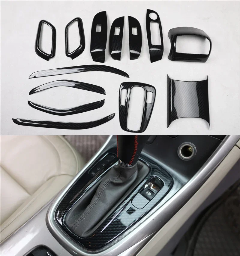 Carbon Fiber Car Interior Accessories For Chevrolet Malibu 2012-2014 Gear Panel Window Lifter Switch Kit Dashboard Cover