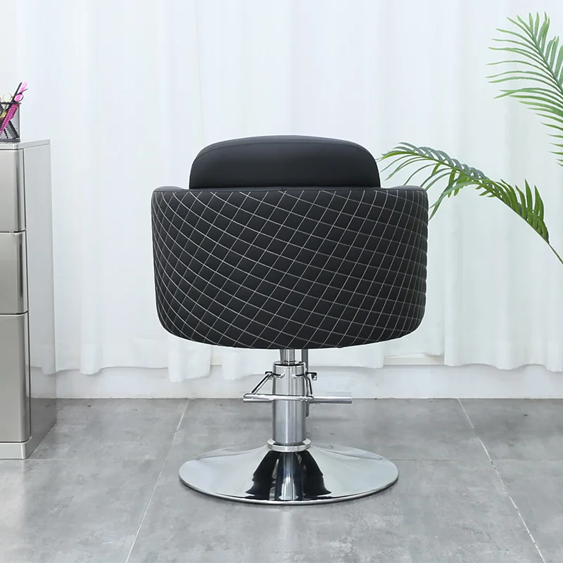 Modern Simple Design Adjustable Rotation Hairdressing Salon Chair Luxury Silver Round Base Styling Barber Chair for Sale