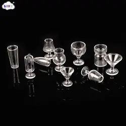 1Pc 1:12 Dollhouse Miniature Glass Cup Champagne Glass Juice Milk Tea Cup Milkshake Cup Glass Jar Home Model Decor Toy