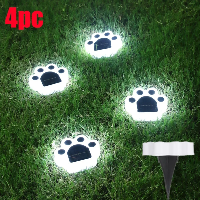 Imagem -03 - Outdoor Impermeável Led Luz Solar Cão Gato Pata Luz à Terra Rua Luz Jardim Lâmpada de Parede Caminho Decoração Iluminação Pegada Pcs