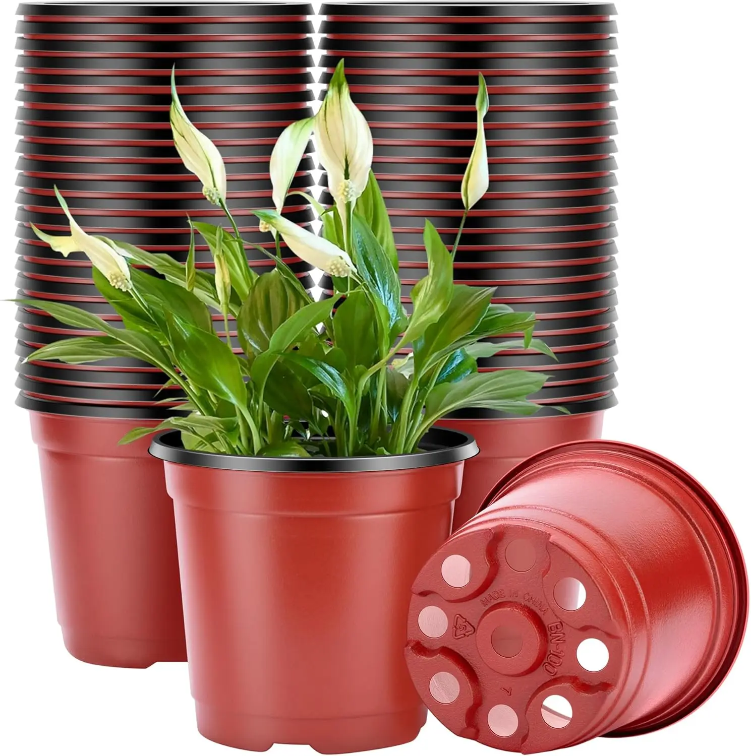 

100 Pcs 4 Inch Plastic Plant Pots, Seed Starting Containers for Gardening, Transplanting
