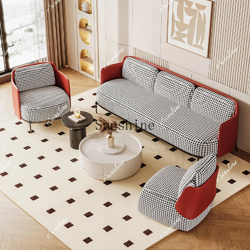 uxury leather sofa living room small apartment meeting area beauty salon to negotiate leisure reception combination  FT